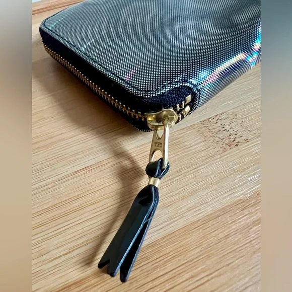 Comme des Garcons Square Bifold Full Zip Around Wallet in Black Hologram - Rare - Picture 5 of 15
